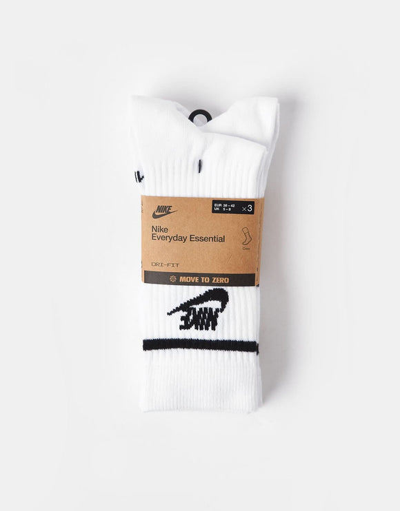 Nike Men's 3 Pair Crew Socks White/Black