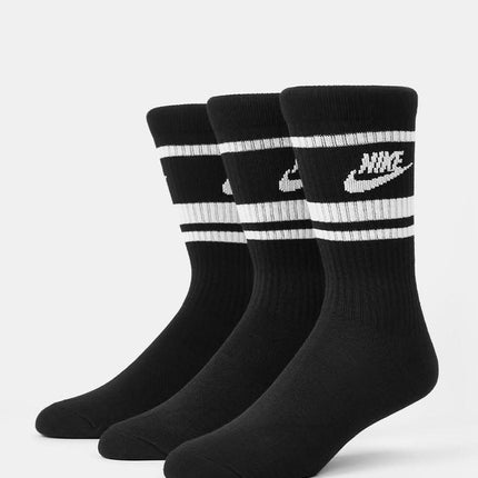 Nike Men's 3 Pair Crew Socks Black/White