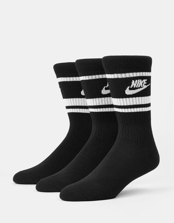Nike Men's 3 Pair Crew Socks Black/White