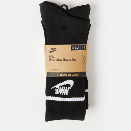 Nike Men's 3 Pair Crew Socks Black/White
