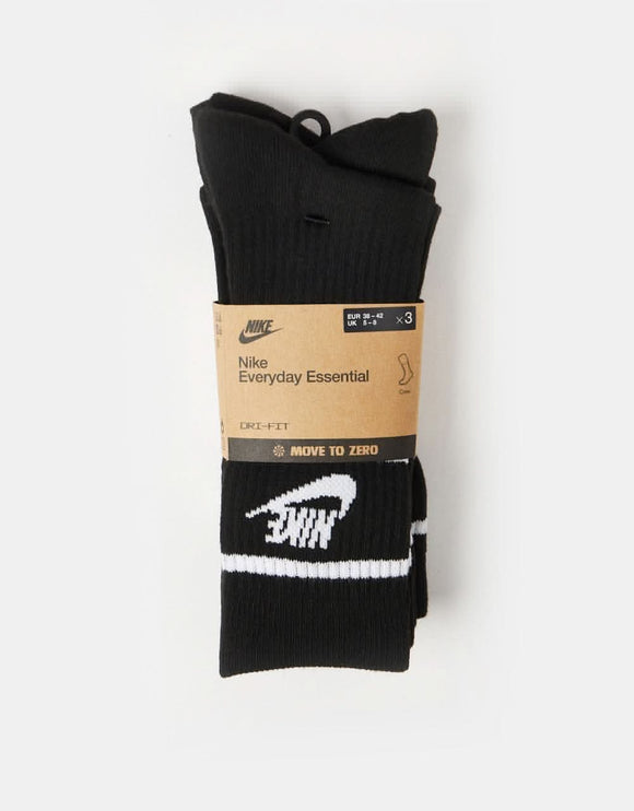 Nike Men's 3 Pair Crew Socks Black/White