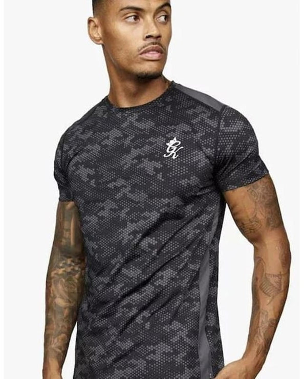 Gym King Contrast Panel T-Shirt Charcoal