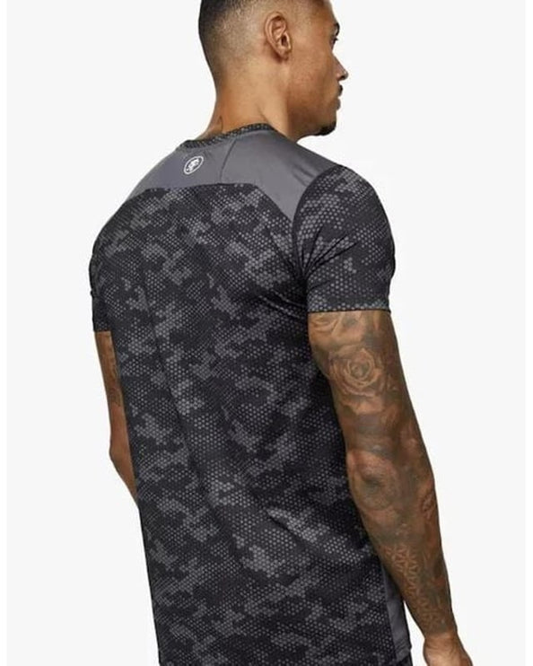Gym King Contrast Panel T-Shirt Charcoal