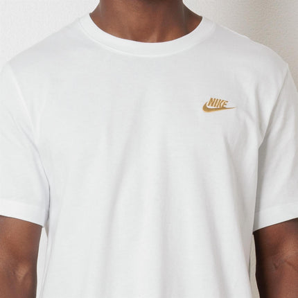 Nike Club Crew Neck T-Shirt White/Gold