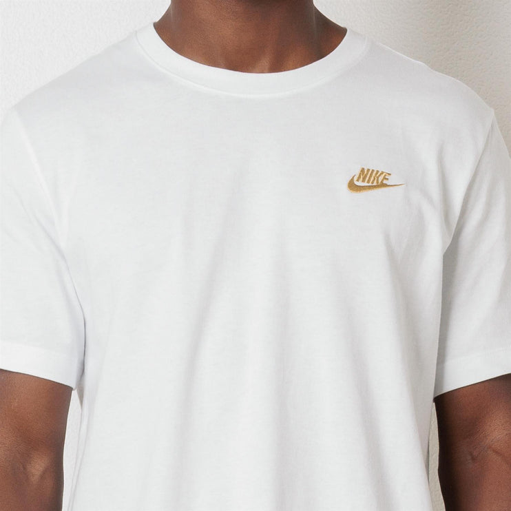 Nike Club Crew Neck T-Shirt White/Gold