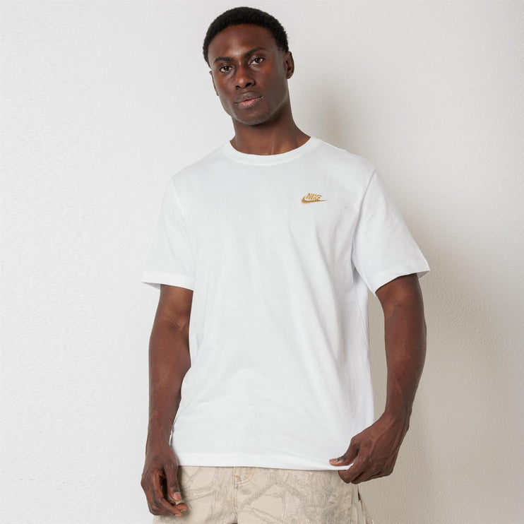 Nike Club Crew Neck T-Shirt White/Gold