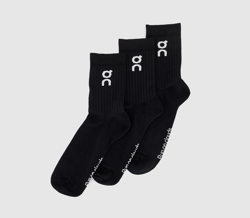 ON Cloud Running Socks High 3 Pack Black