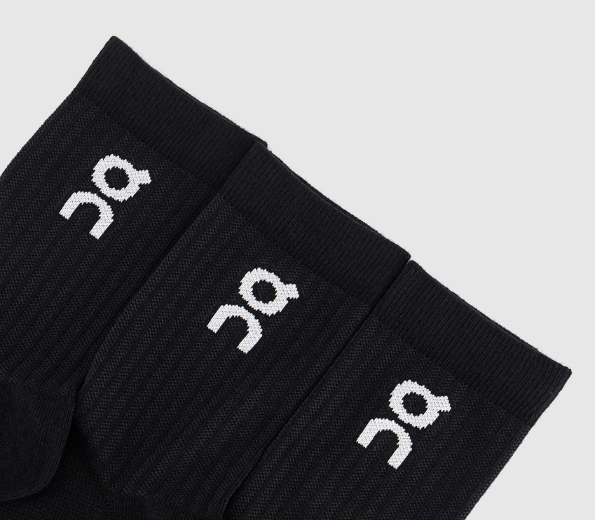 ON Cloud Running Socks High 3 Pack Black