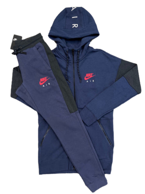Nike Air Full Zip Fleece Hooded Tracksuit Blue