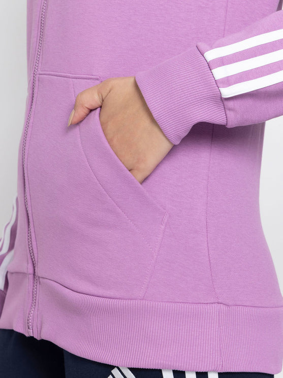 Adidas Women's Full Zip Fleece Hoodie Purple