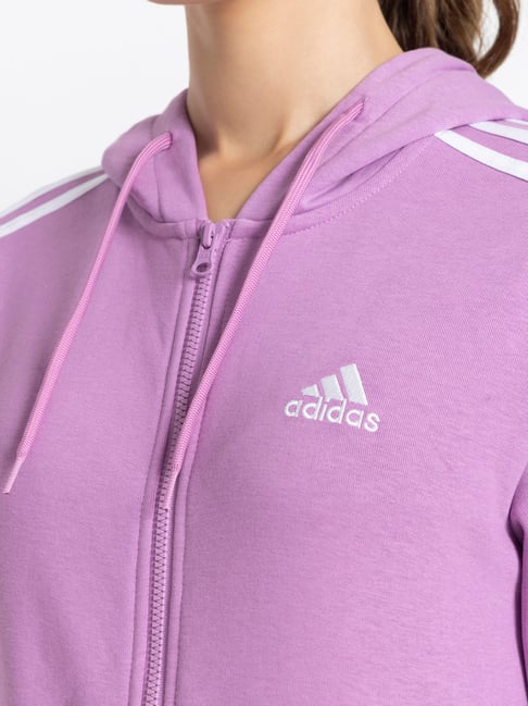 Adidas Women's Full Zip Fleece Hoodie Purple