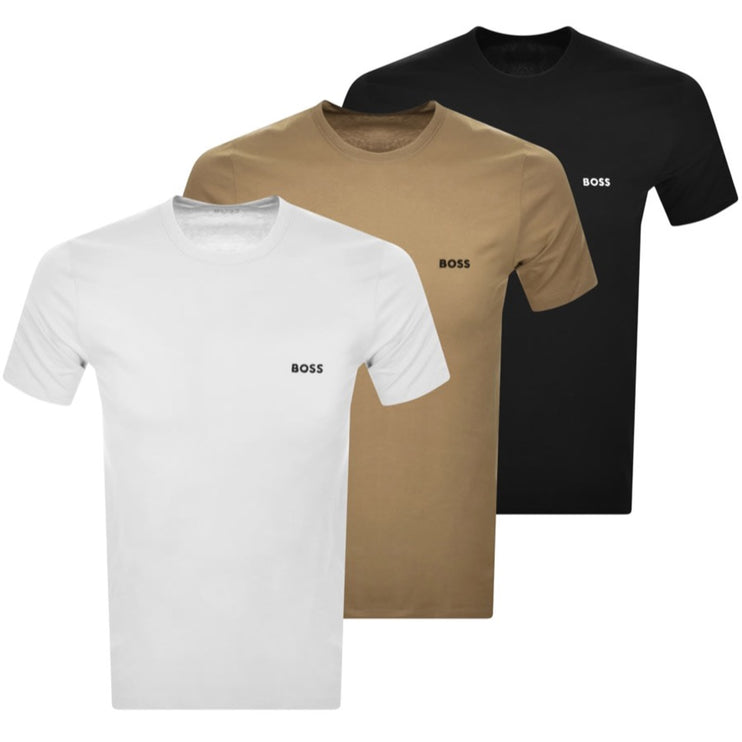 BOSS Crew Neck Classic T-Shirt 3 Pack Black/White/Beige