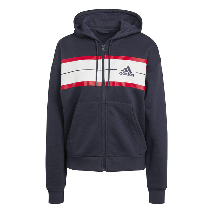 Adidas Pinstripe Navy Full Zip Ladies Hoodie