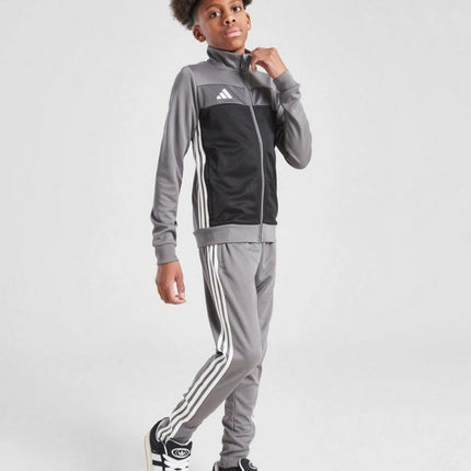 Adidas Tiro Kids Full Zip Tracksuit Grey