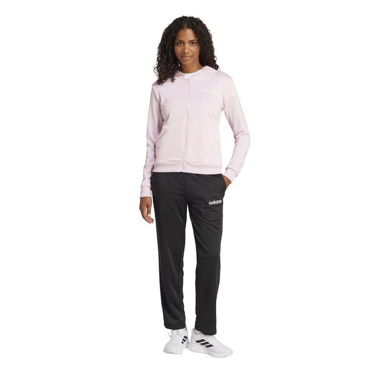 Adidas Women's  Essentials Linear Hooded Tracksuit Pink/Black