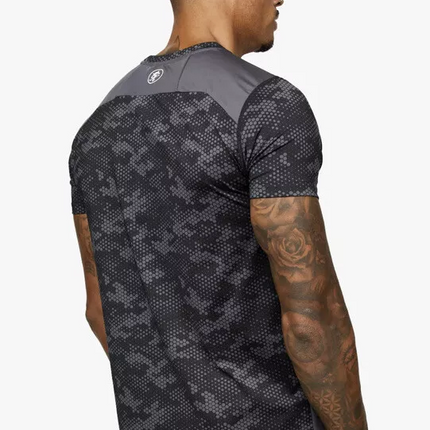 Gym King Black Camo Contrast Panel T-Shirt