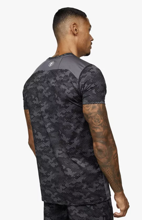 Gym King Black Camo Contrast Panel T-Shirt