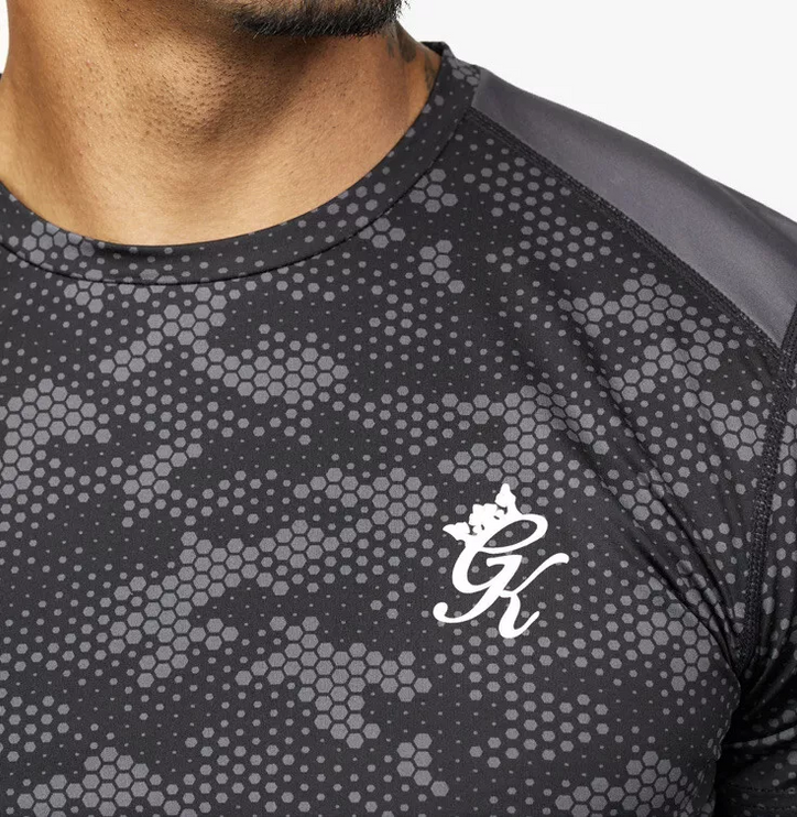 Gym King Black Camo Contrast Panel T-Shirt