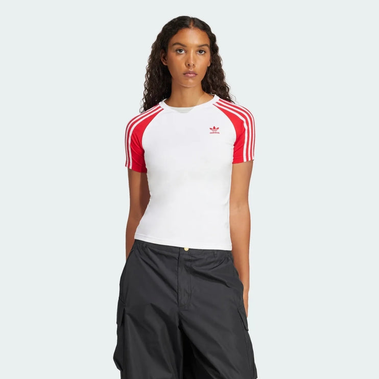 Adidas Originals 3S Women's Slim T-Shirt White/Red