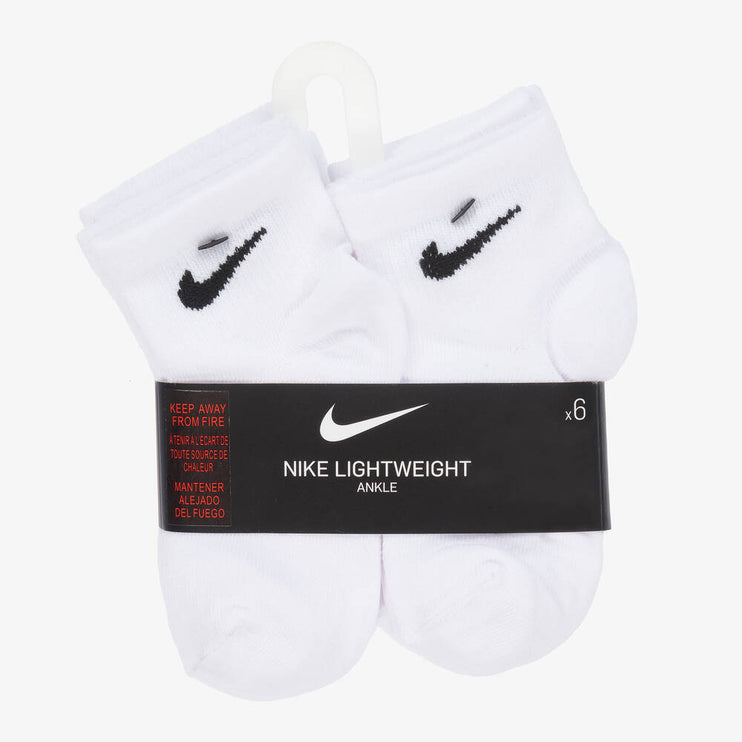 Nike Kids Ankle Socks 6 Pack White Unisex